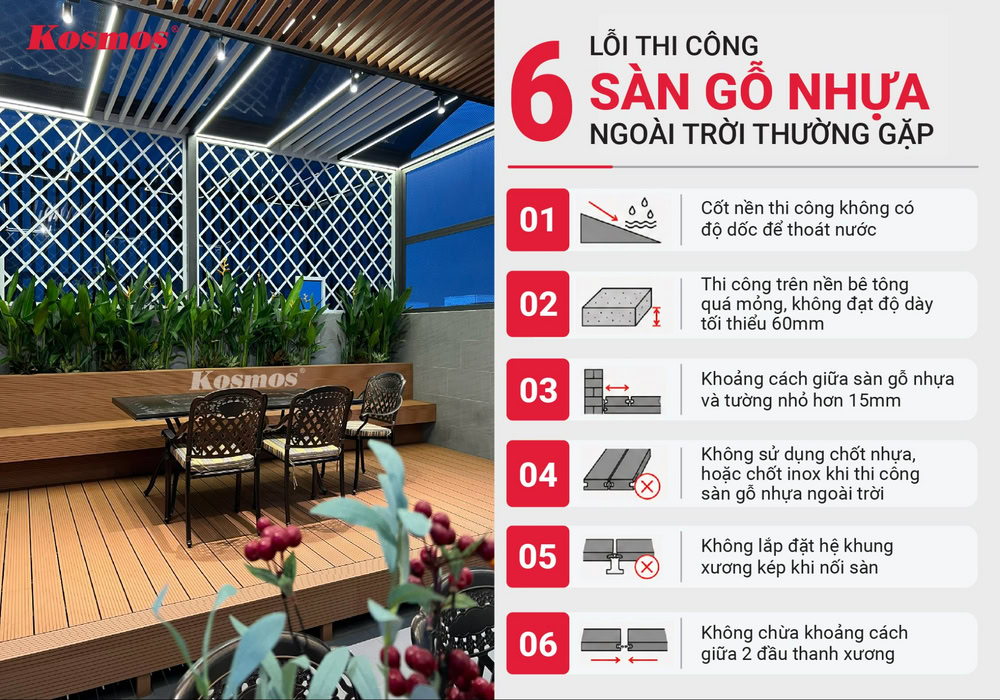 6 lỗi thi công sàn gỗ nhựa ngoài trời thường gặp