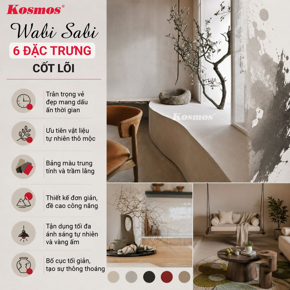 6 yếu tố cốt lõi của phong cách Wabi Sabi