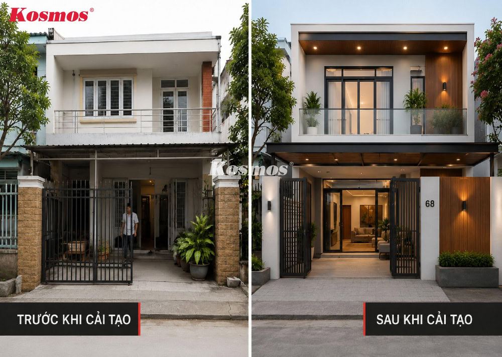 Cải tạo mặt tiền bằng gỗ nhựa ngoài trời Cải tạo mặt tiền bằng gỗ nhựa ngoài trời