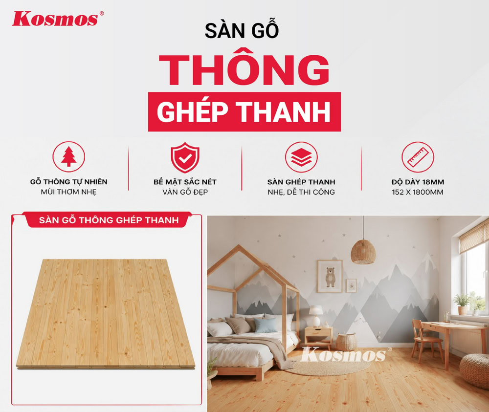 Dòng sàn gỗ Thông ứng dụng công nghệ finger-joint