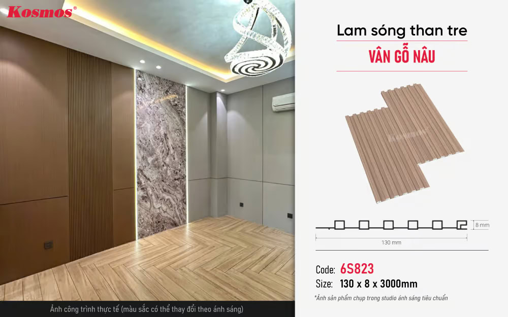 Không gian ứng dụng tấm ốp lam sóng vân gỗ nâu 6S823 Không gian ứng dụng tấm ốp lam sóng vân gỗ nâu 6S823