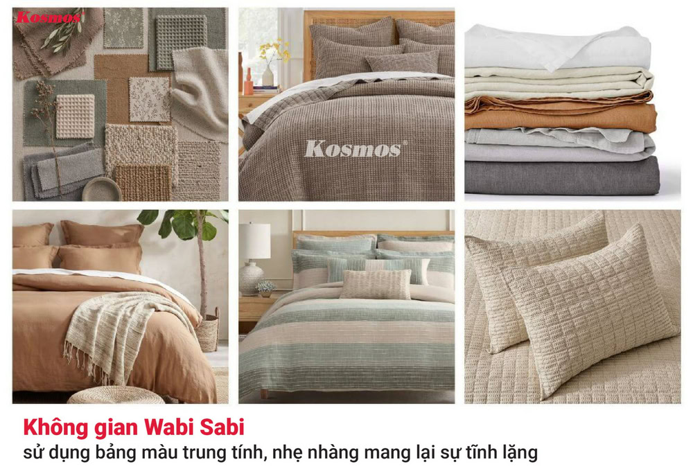 Không gian Wabi Sabi sử dụng bảng màu trung tính, nhẹ nhàng mang lại sự tĩnh lặng