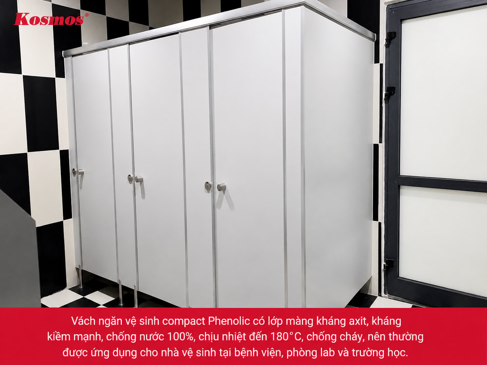 Mẫu vách ngăn nhà vệ sinh bằng tấm compact Phenolic