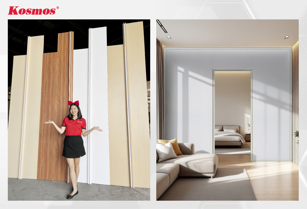 Mẫu vách ngăn nhựa PVC 2 mặt Galawood ứng dụng thực tế