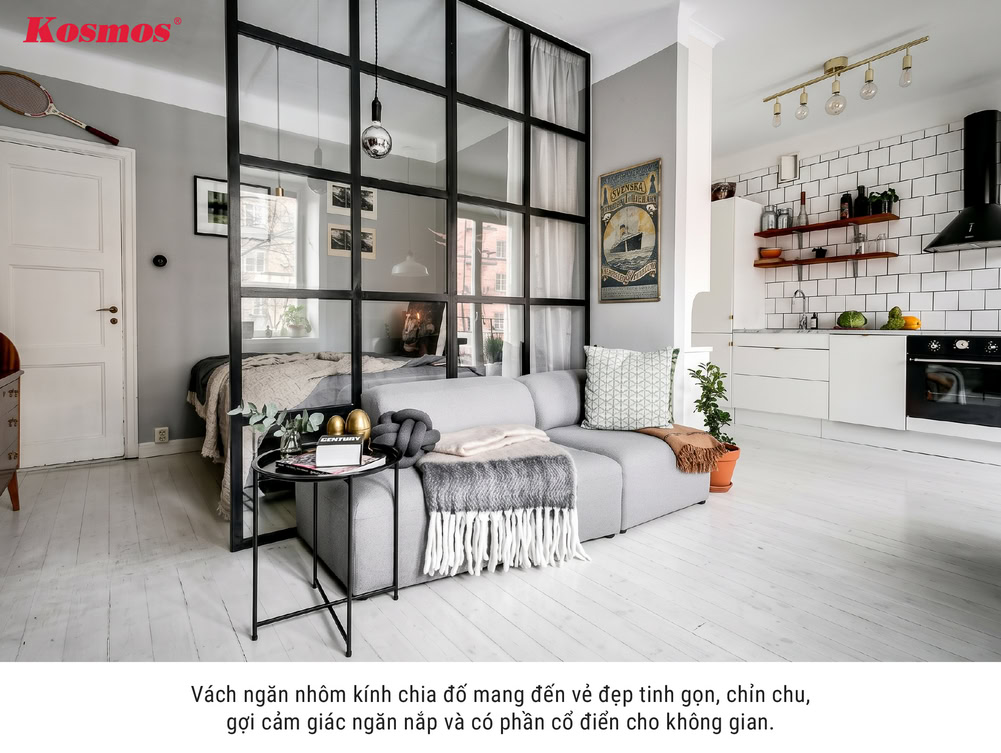 Mẫu vách ngăn phòng ngủ bằng kính khung nhôm chia đố Mẫu vách ngăn phòng ngủ bằng kính khung nhôm chia đố