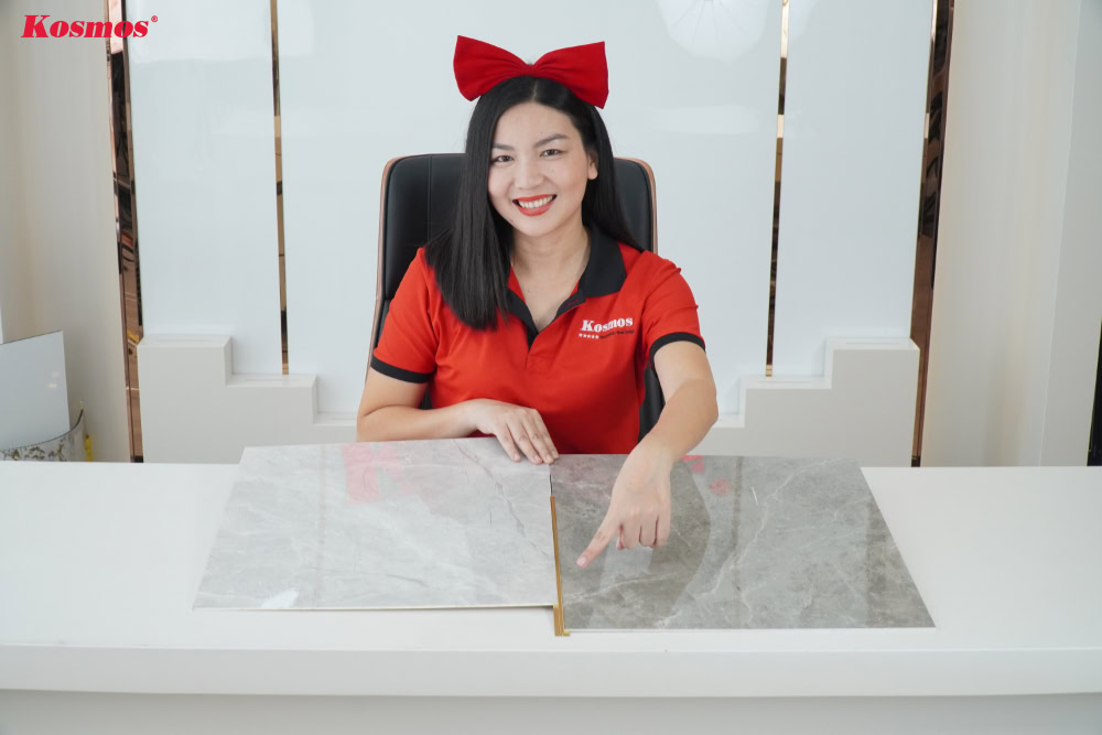 Nẹp H nhôm ứng dụng với tấm PVC vân đá