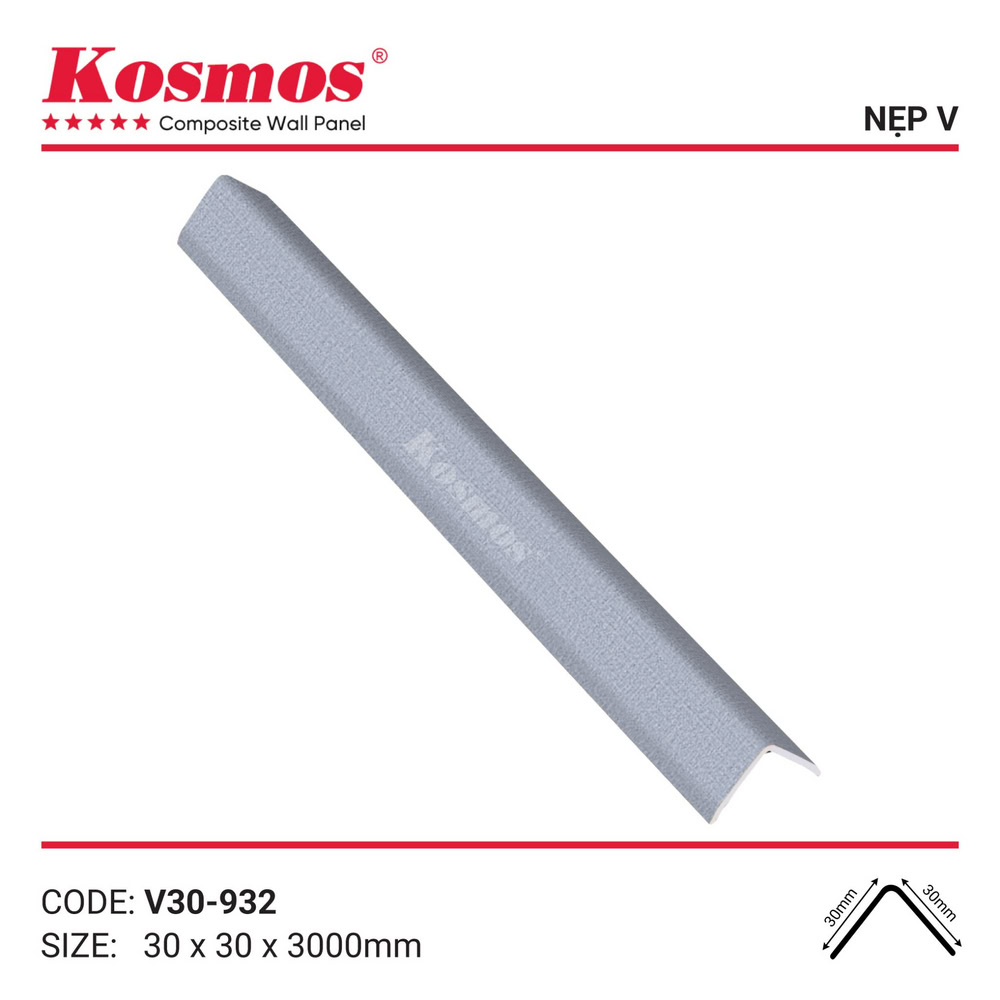 Nẹp nhựa chữ V Kosmos mã V30-932 vân vải xám