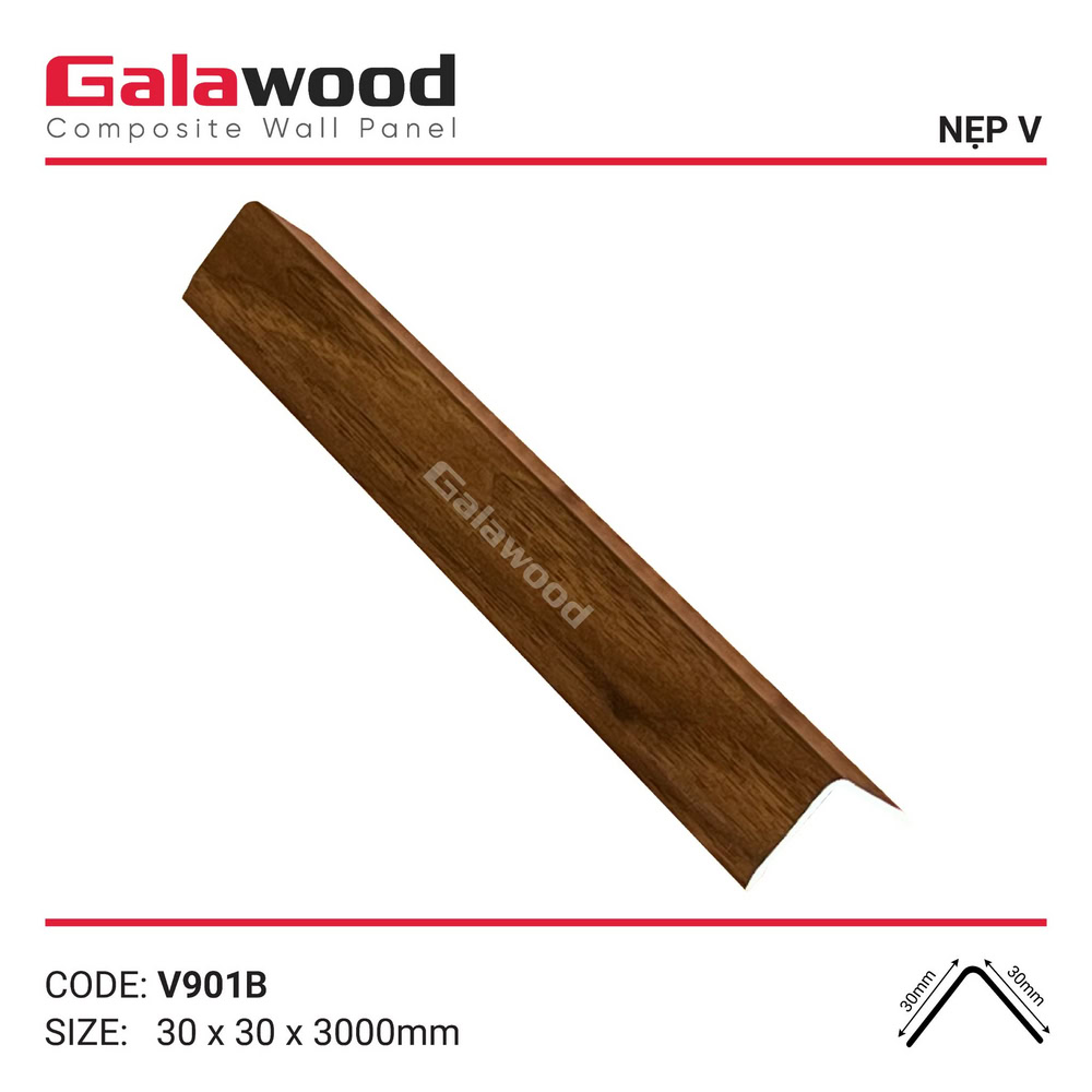 Nẹp V Galawood V-901B màu nâu Walnut bề mặt bóng Nẹp V Galawood V-901B màu nâu Walnut bề mặt bóng