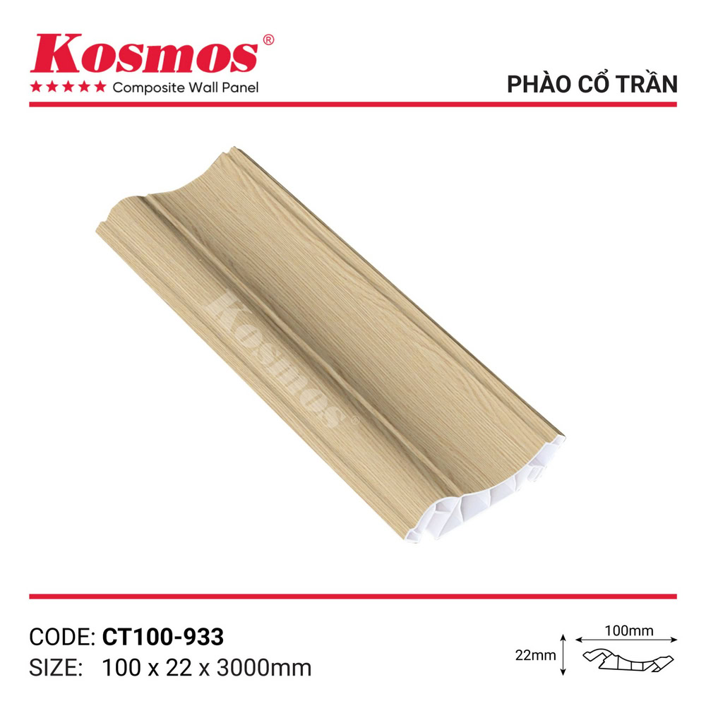 Phào cổ trần Kosmos CT100-933 vàng sồi nhạt vân gỗ