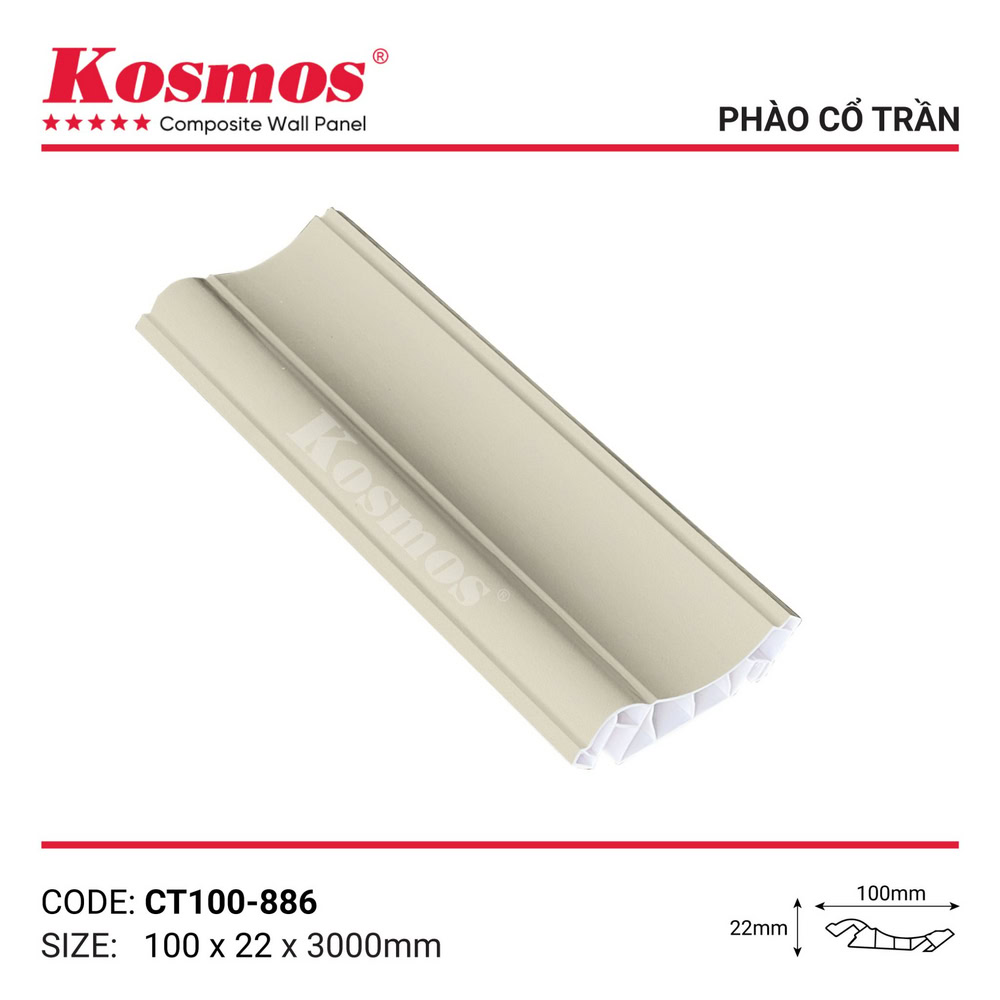 Phào cổ trần mã CT100-886 màu kem ánh kim