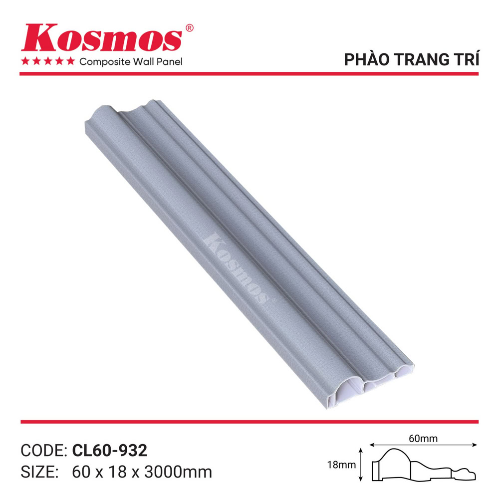 Phào nhựa trang trí vân vải xám mã CL60-932