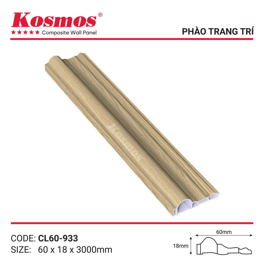 Phào trang trí CL60-933 vàng sồi nhạt vân gỗ