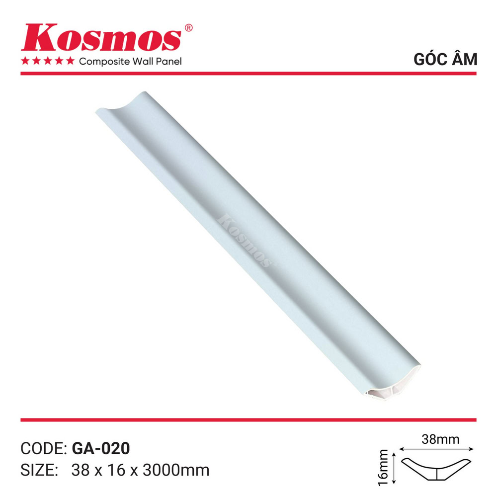 Phụ kiện nẹp góc âm đơn sắc trắng mã GA-020
