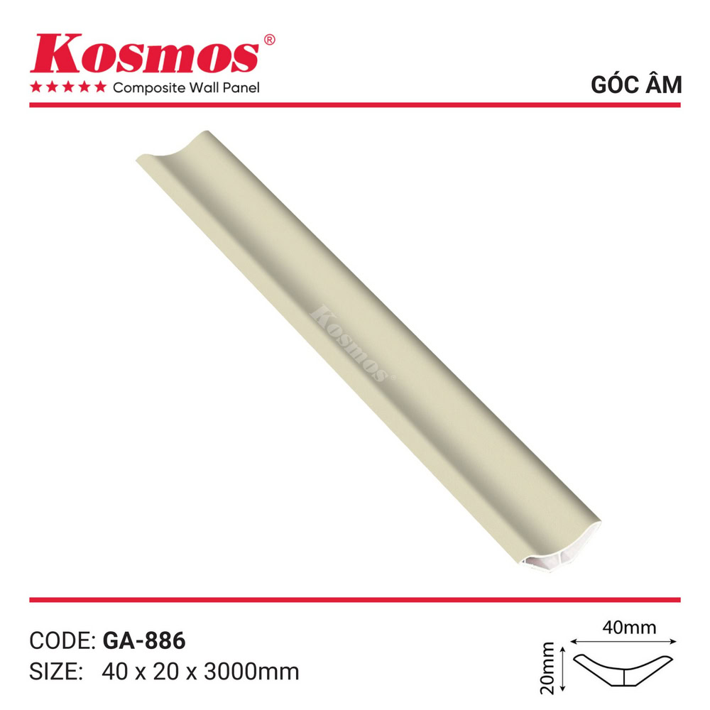 Phụ kiện nẹp góc âm mã GA-886 kem ánh kim Phụ kiện nẹp góc âm mã GA-886 kem ánh kim