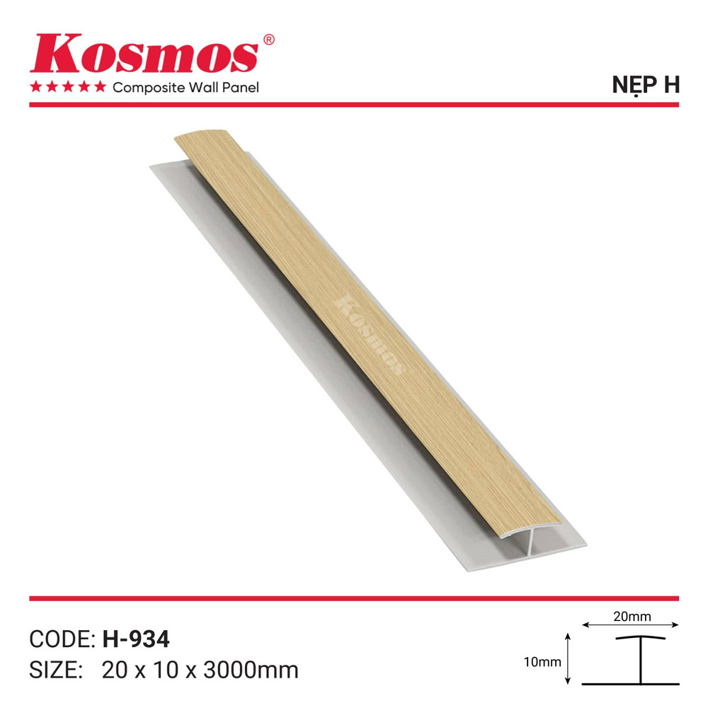 Phụ kiện nẹp H mã H-934 vàng sồi vân gỗ