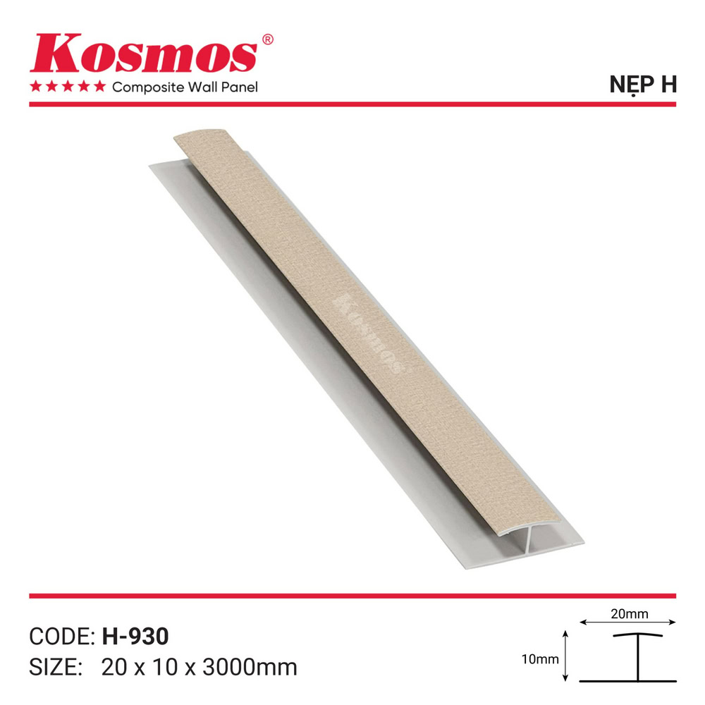 Phụ kiện nẹp H vân vải vàng nhạt mã H-930