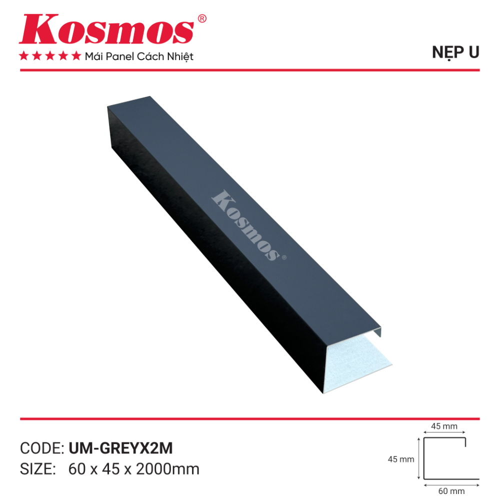 Phụ kiện nẹp U mã UM-GREYX2M cho công trình mái Panel