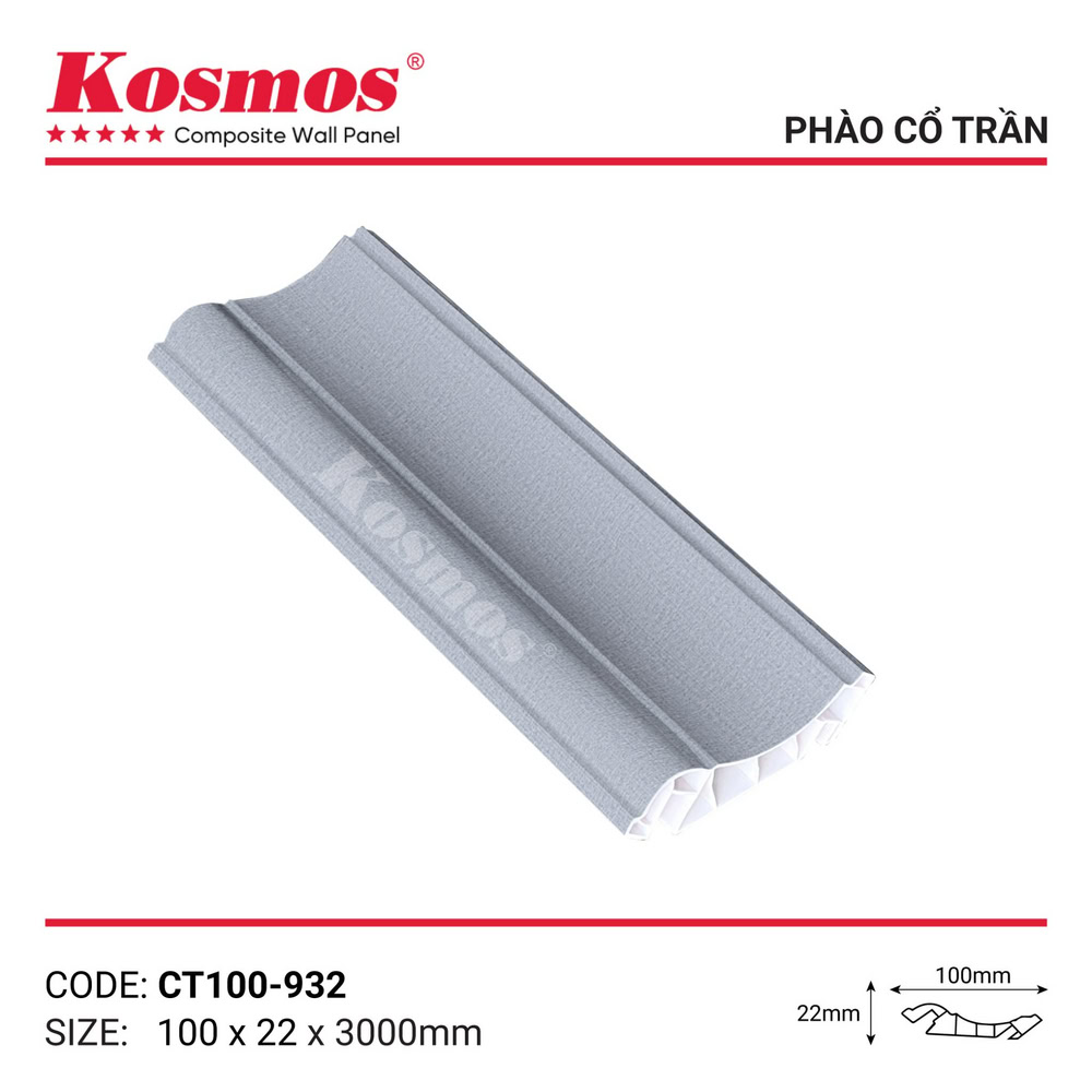 Phụ kiện phào cổ trần vân vải xám mã CT100-932