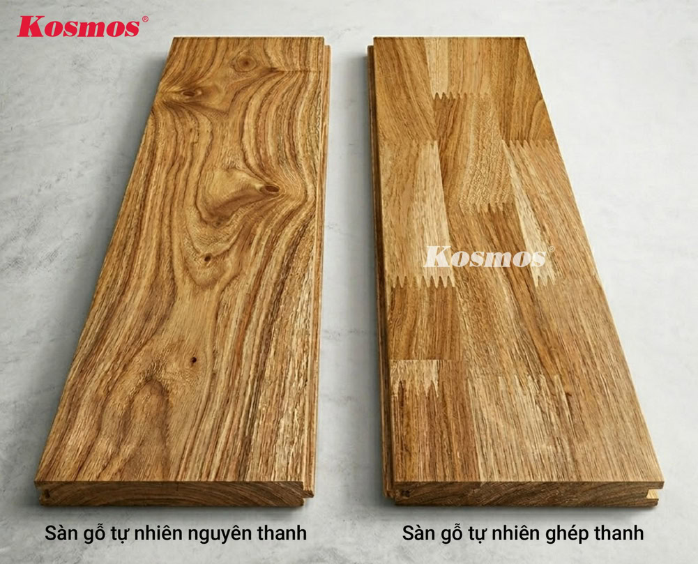 Sàn gỗ tự nhiên nguyên thanh và sàn gỗ tự nhiên ghép thanh