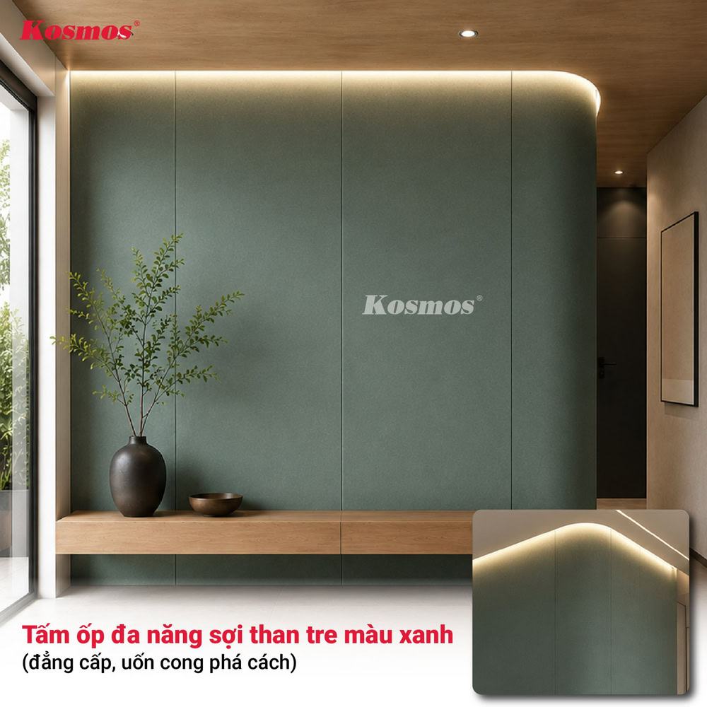 Tấm ốp đa năng sợi than tre màu xanh (đẳng cấp, uốn cong phá cách) Tấm ốp đa năng sợi than tre màu xanh (đẳng cấp, uốn cong phá cách)
