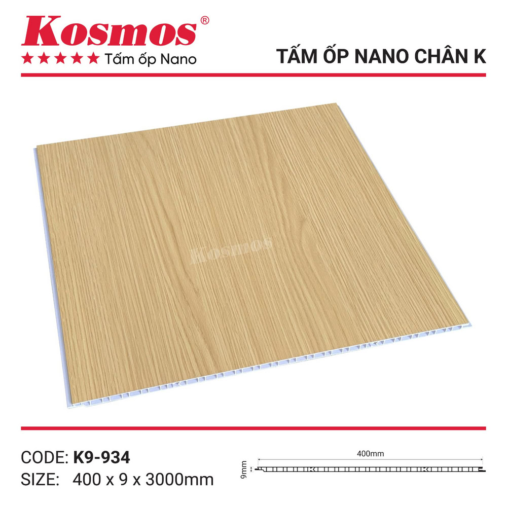 Tấm ốp Nano chân K Kosmos vàng sồi vân gỗ K9-934