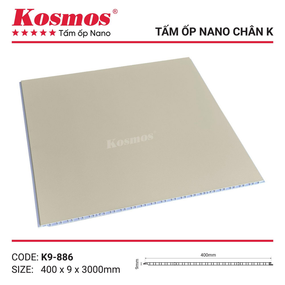 Tấm ốp Nano Kosmos chân K K9-886 kem ánh kim Tấm ốp Nano Kosmos chân K K9-886 kem ánh kim