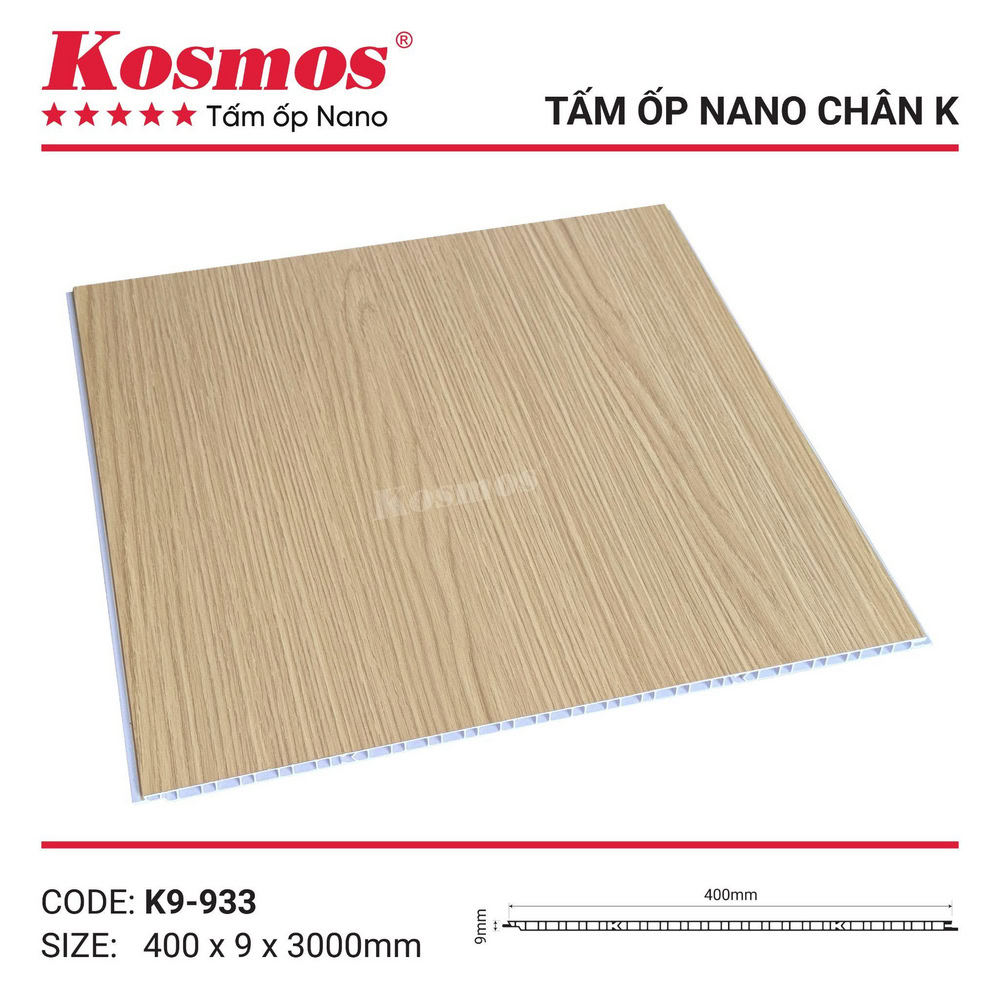 Tấm ốp Nano Kosmos chân K K9-933 vàng sồi nhạt vân gỗ