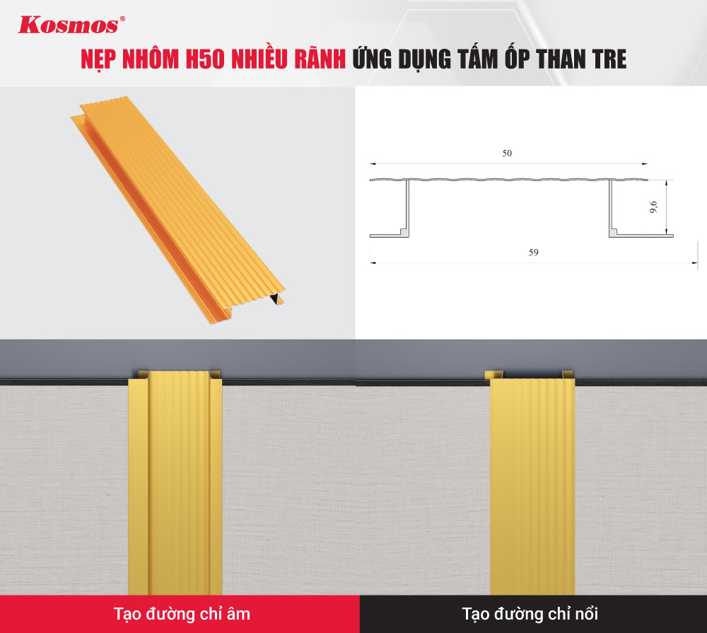 Ứng dụng nẹp H50 giúp bề mặt thêm điểm nhấn ấn tượng