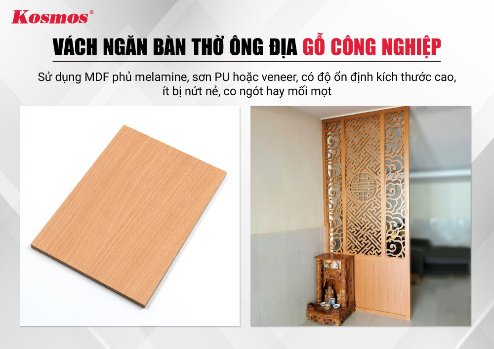Vách ngăn bàn thờ Ông Địa bằng gỗ công nghiệp Vách ngăn bàn thờ Ông Địa bằng gỗ công nghiệp