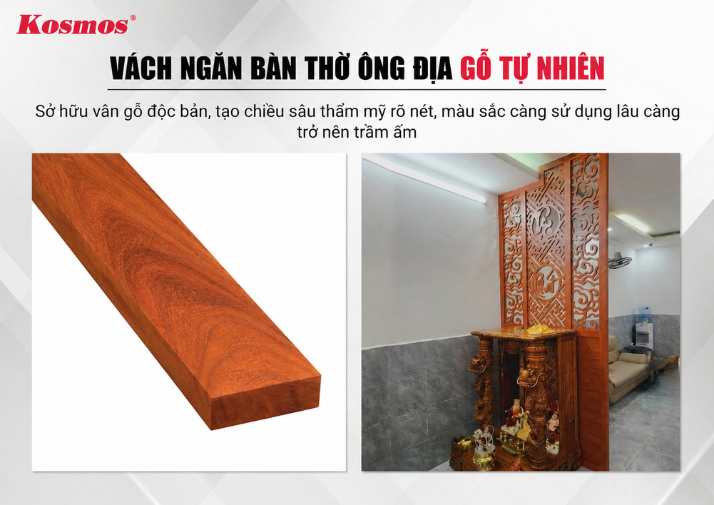 Vách ngăn bàn thờ Thần Tài bằng gỗ tự nhiên Vách ngăn bàn thờ Thần Tài bằng gỗ tự nhiên