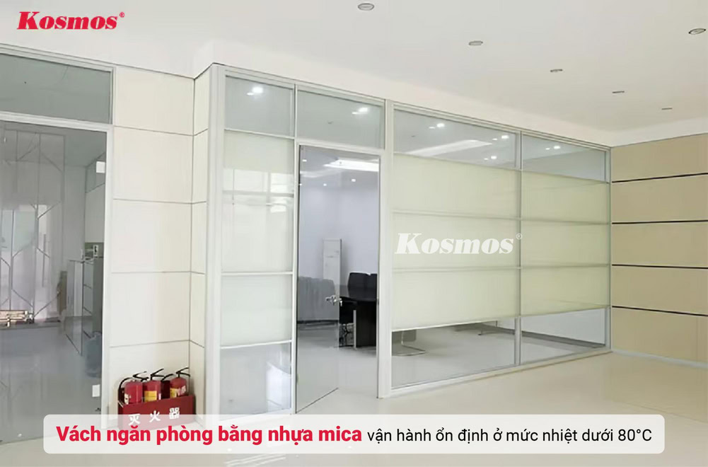 Vách ngăn nhựa mica có khả năng duy trì tính ổn định đến 80°C Vách ngăn nhựa mica có khả năng duy trì tính ổn định đến 80°C