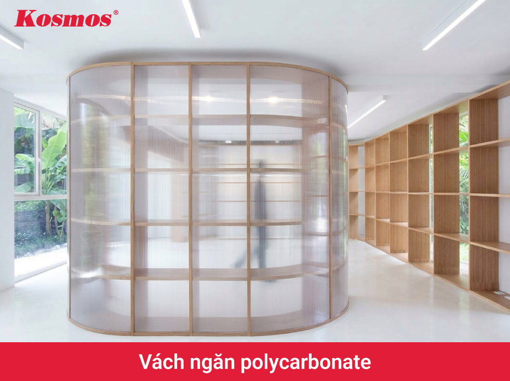 Vách ngăn polycarbonate là dòng vách ngăn sử dụng tấm nhựa kỹ thuật poly
