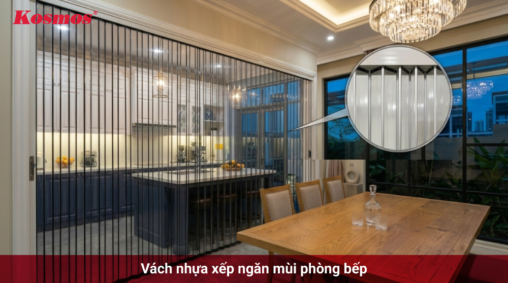 Vách nhựa xếp giúp ngăn mùi nhà bếp hiệu quả