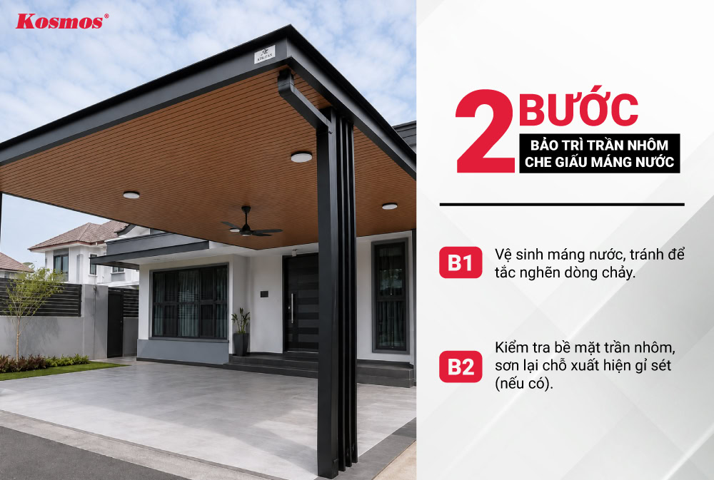 2 bước bảo trì trần nhôm che giấu máng nước