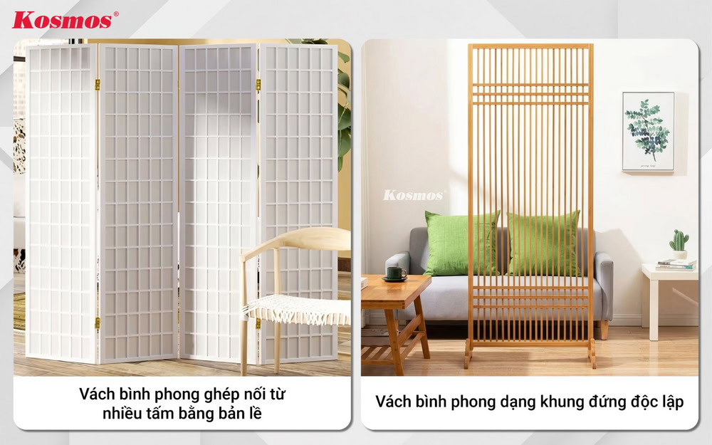 2 kiểu bình phong vách ngăn theo kiểu thiết kế 2 kiểu bình phong vách ngăn theo kiểu thiết kế