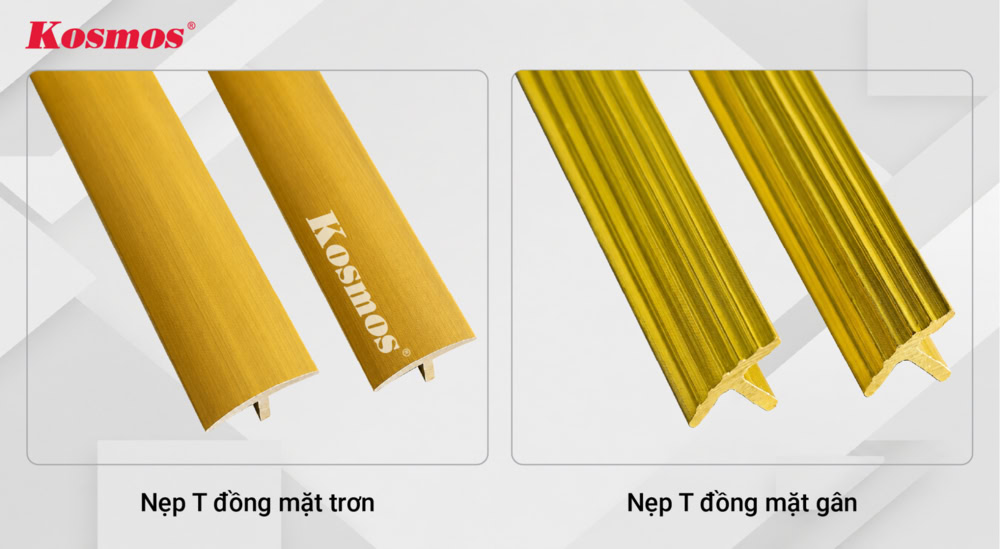 2 loại nẹp đồng chữ T theo thiết kế bề mặt 2 loại nẹp đồng chữ T theo thiết kế bề mặt