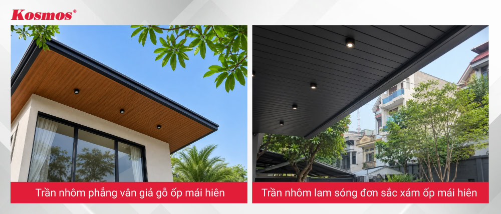 2 mẫu trần nhôm ốp mái hiên nổi bật 2 mẫu trần nhôm ốp mái hiên nổi bật