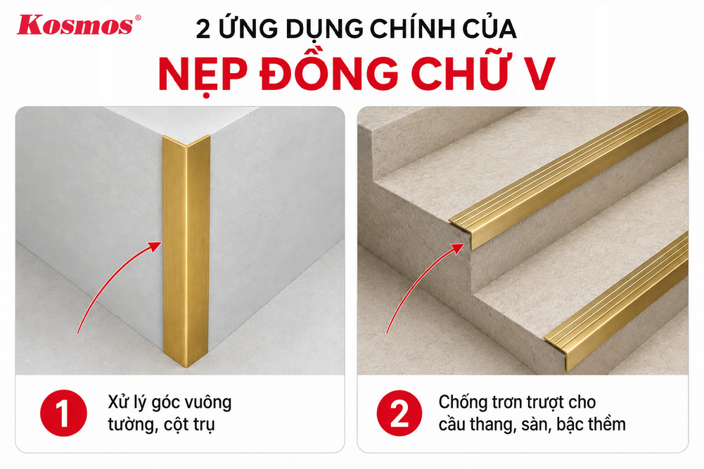 2 ứng dụng chính của nẹp đồng chữ V