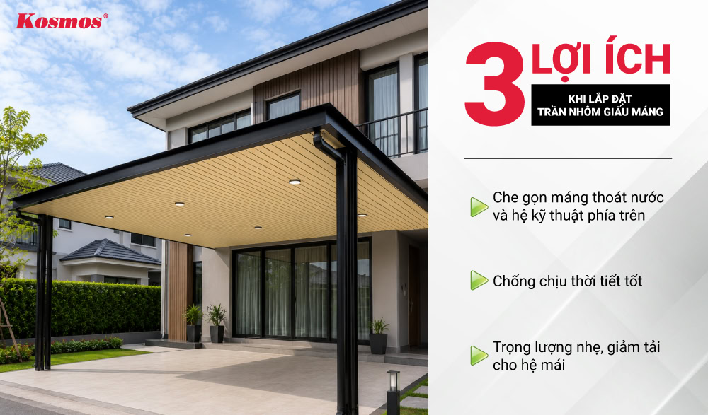 3 lợi ích khi lắp đặt trần nhôm giấu máng