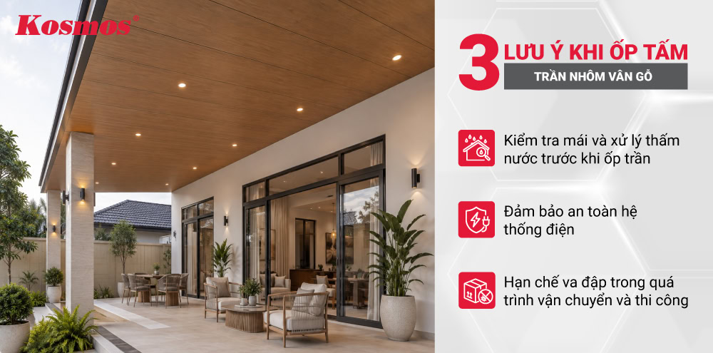 3 lưu ý khi ốp tấm trần nhôm vân gỗ