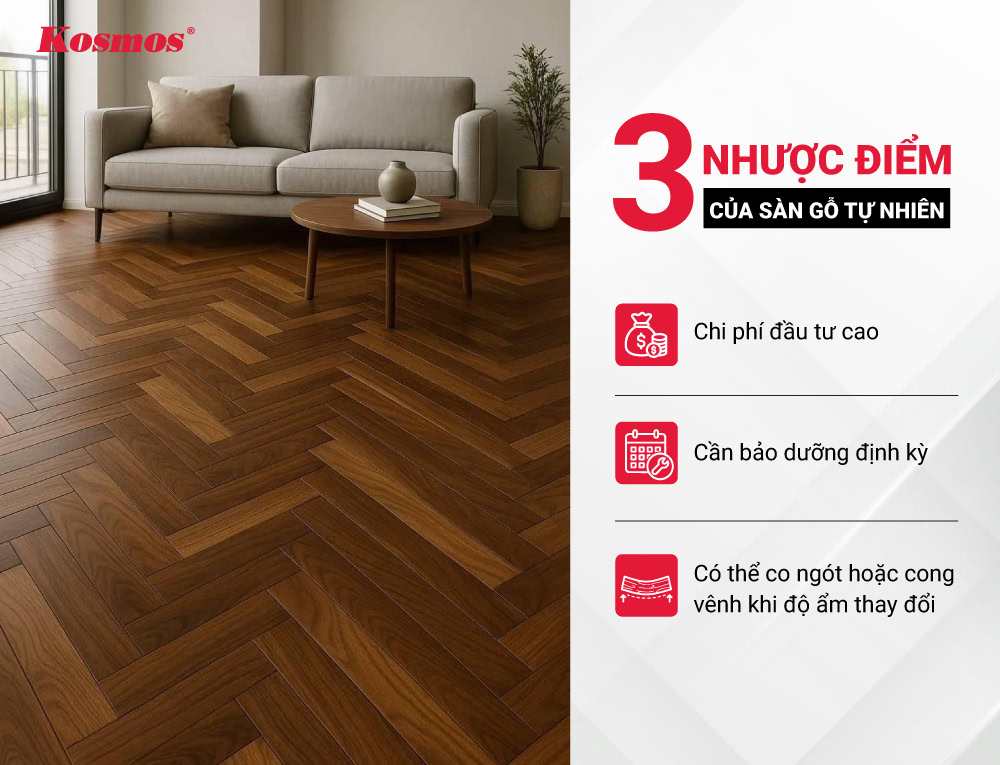 3 nhược điểm của sàn gỗ tự nhiên