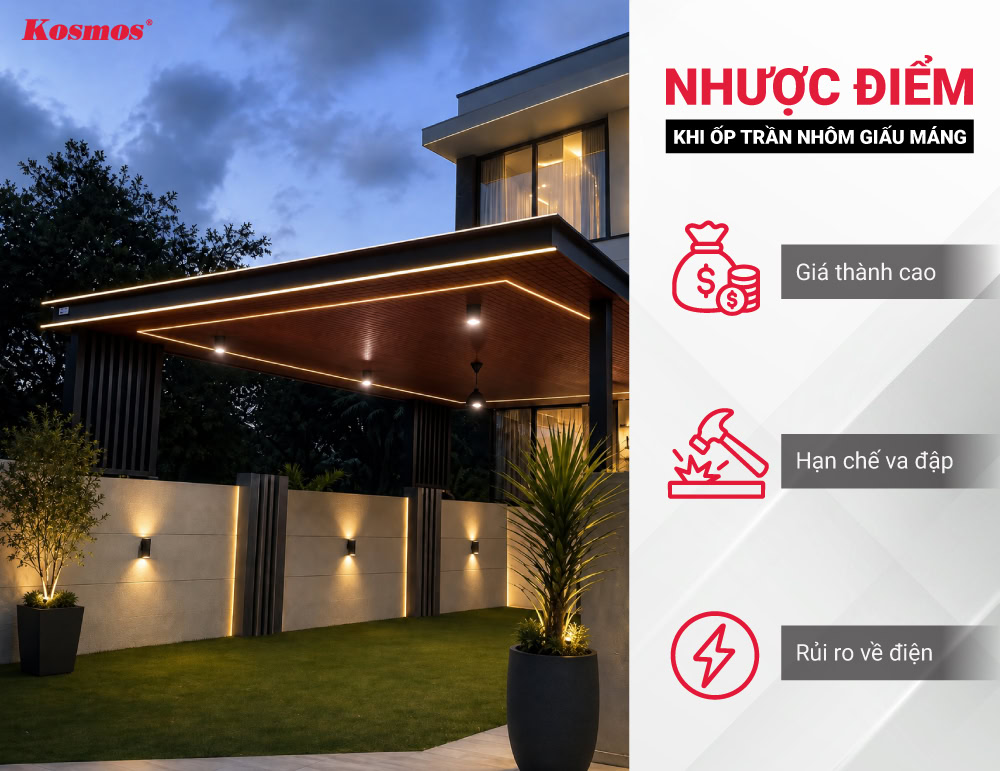 3 nhược điểm khi ốp trần nhôm giấu máng