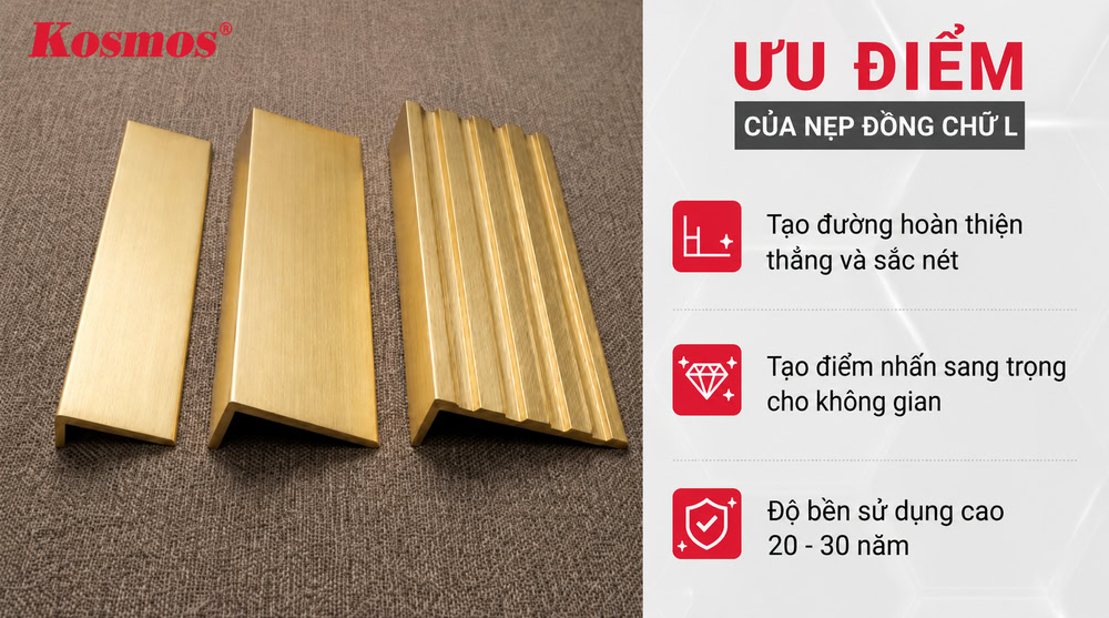 3 ưu điểm của nẹp trang trí đồng chữ L