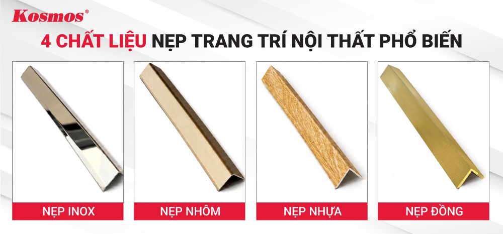 4 chất liệu nẹp trang trí nội thất phổ biến