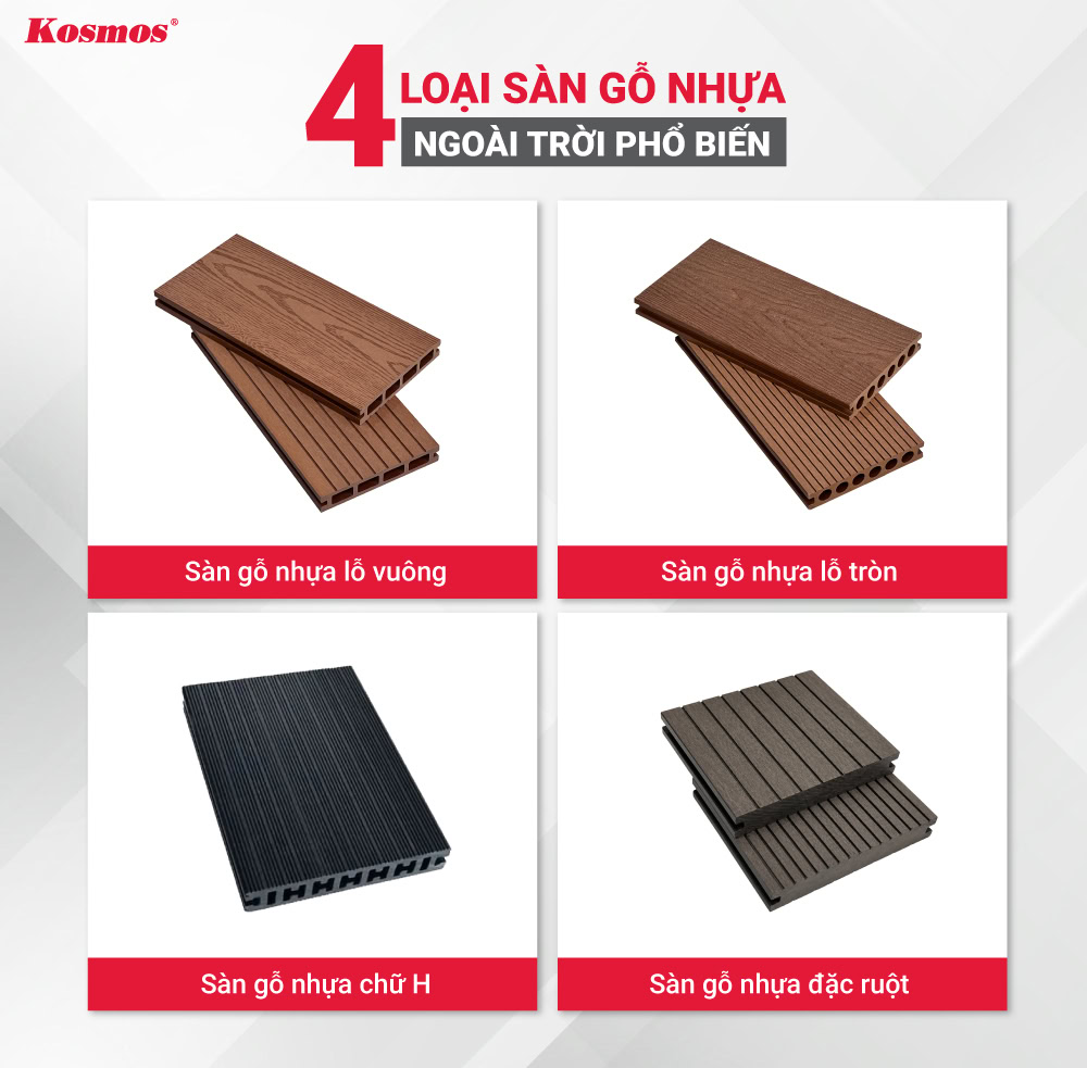 4 loại sàn gỗ nhựa ngoài trời phổ biến