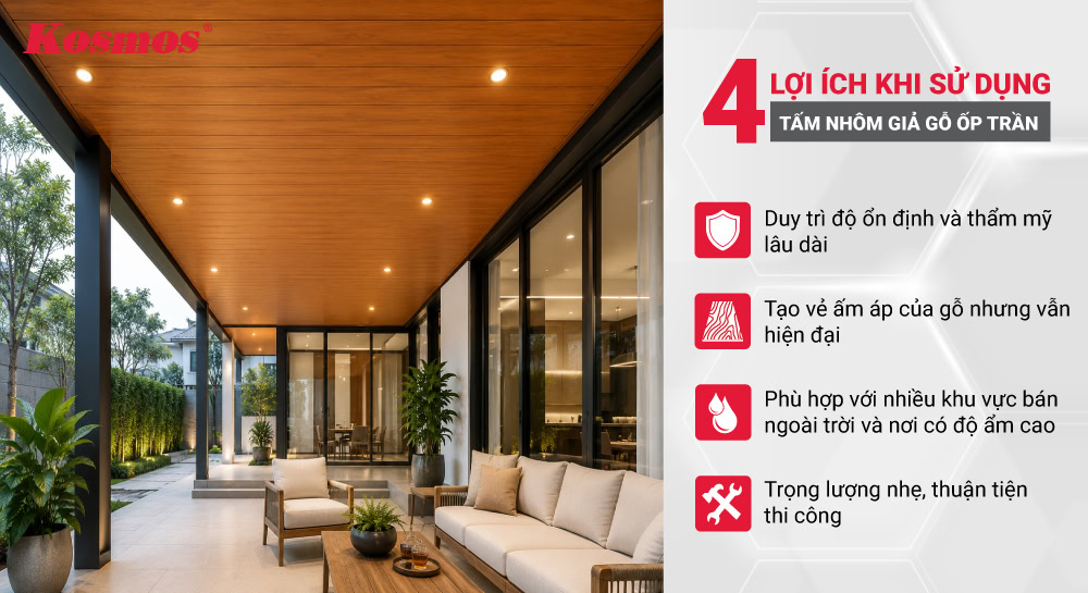 4 lợi ích khi sử dụng tấm nhôm giả gỗ ốp trần