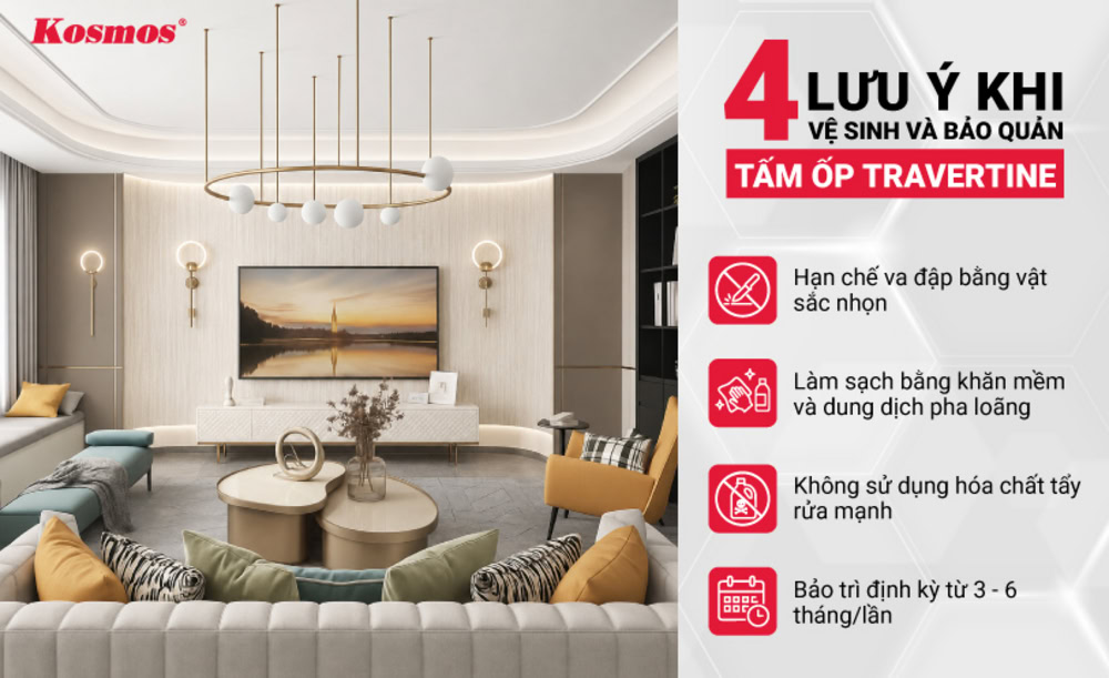 4 lưu ý khi vệ sinh và bảo quản tấm ốp giả vân đá Travertine