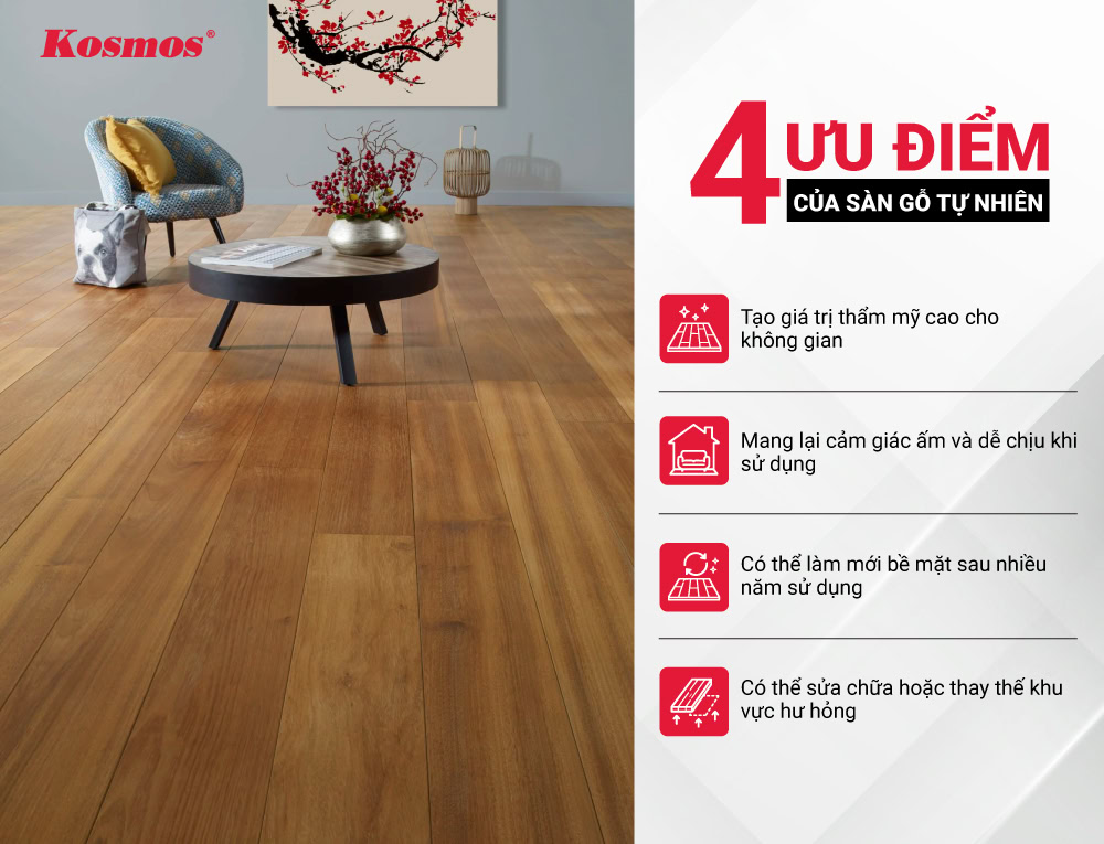 4 ưu điểm của sàn gỗ tự nhiên