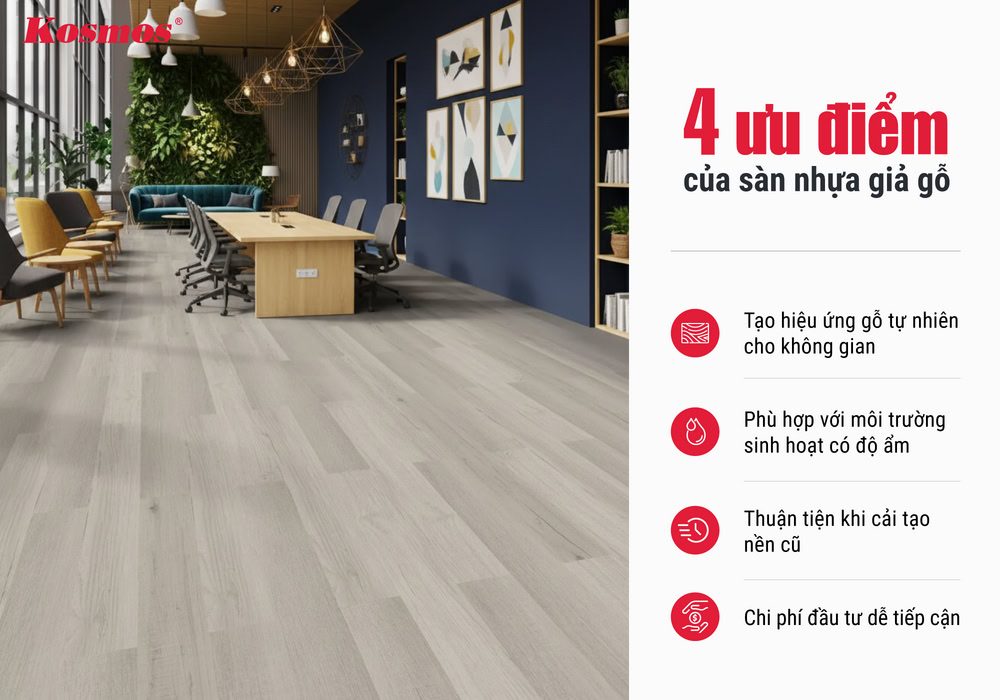 4 ưu điểm của sàn nhựa giả gỗ