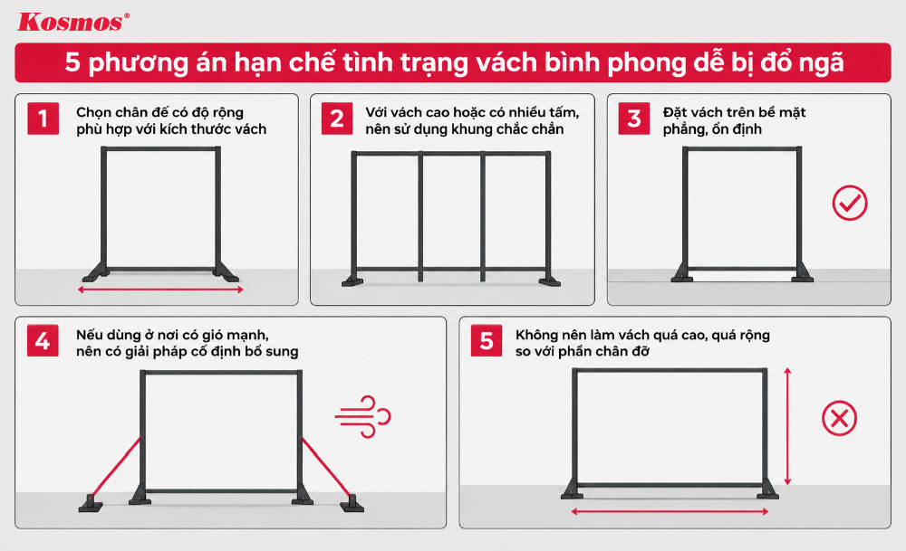 5 cách khắc phục tình trạng dễ ngã của vách bình phong 5 cách khắc phục tình trạng dễ ngã của vách bình phong